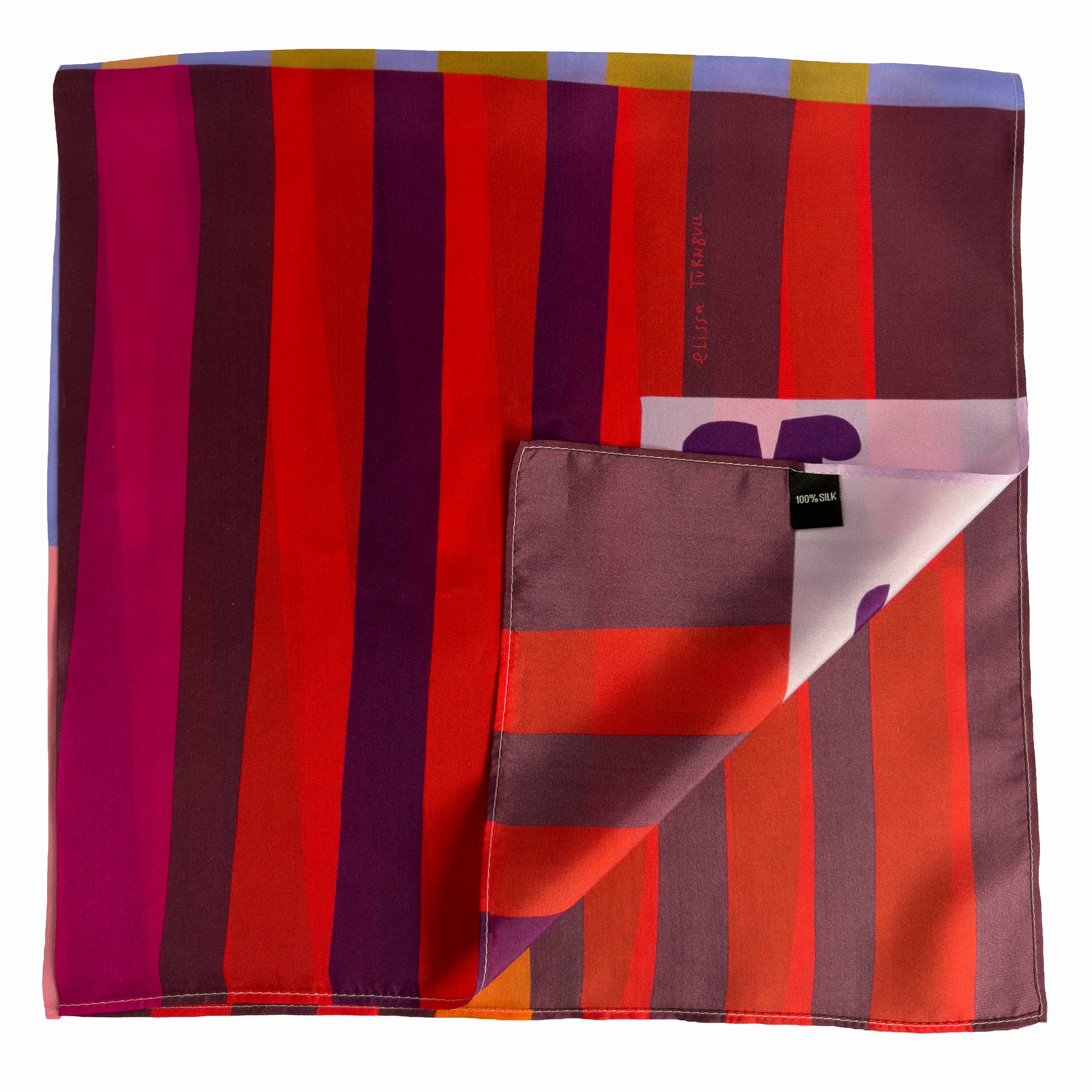 Red Colorblock 100% Silk Scarf Bandana