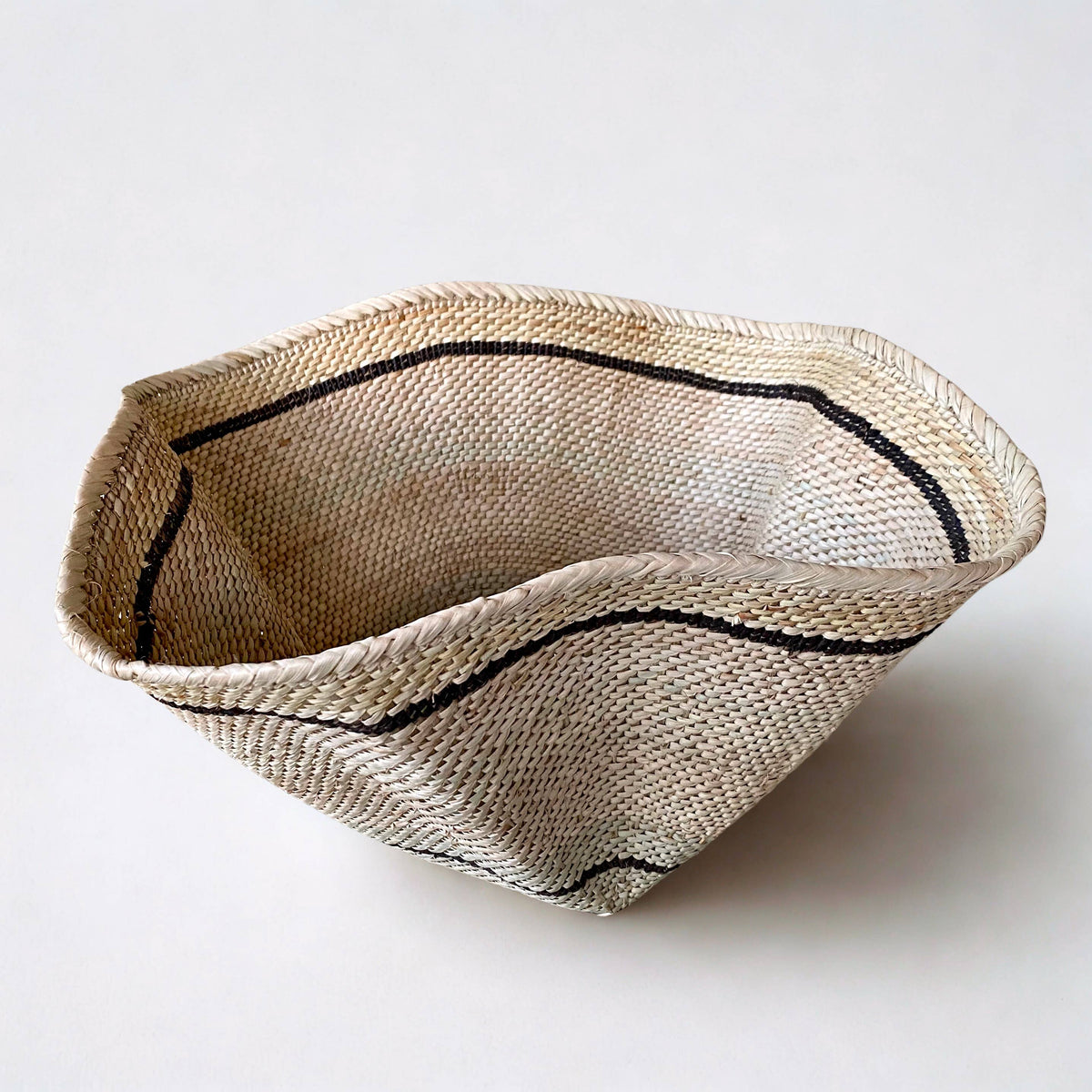 Striped Palm Leaf Dancing Basket