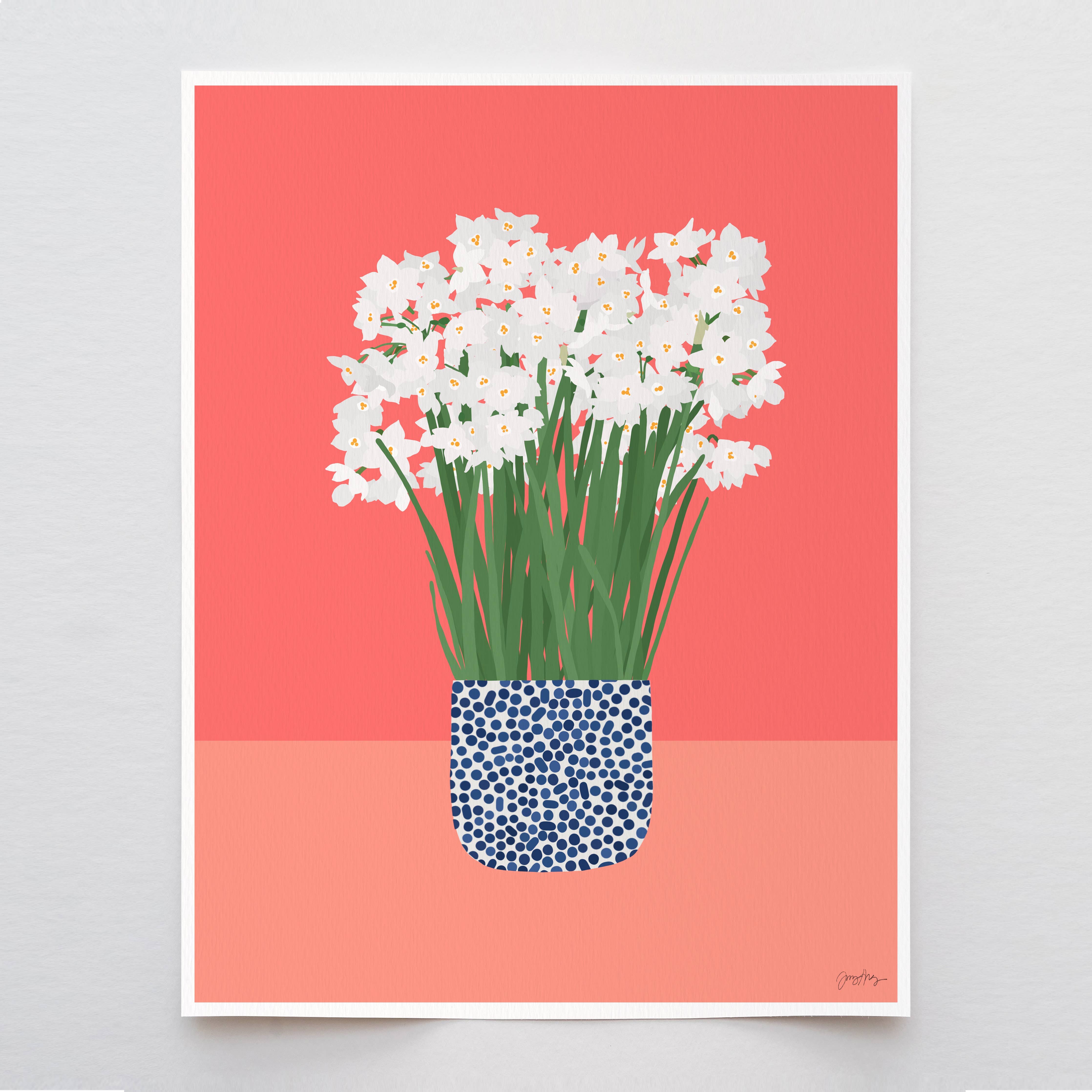 Paperwhite Flowers Art Print 8"x10"