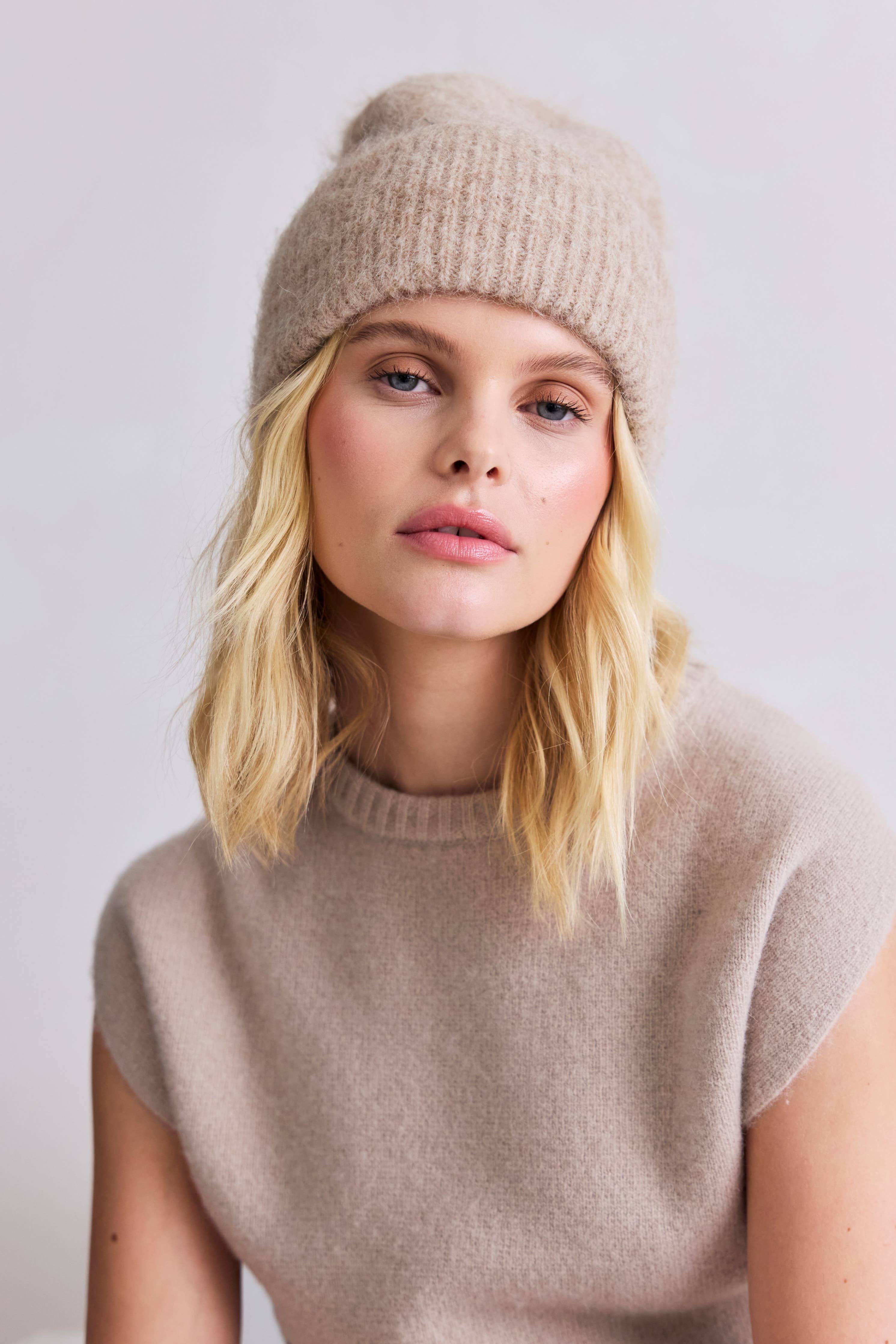 Iced Taupe Alpaca Beanie