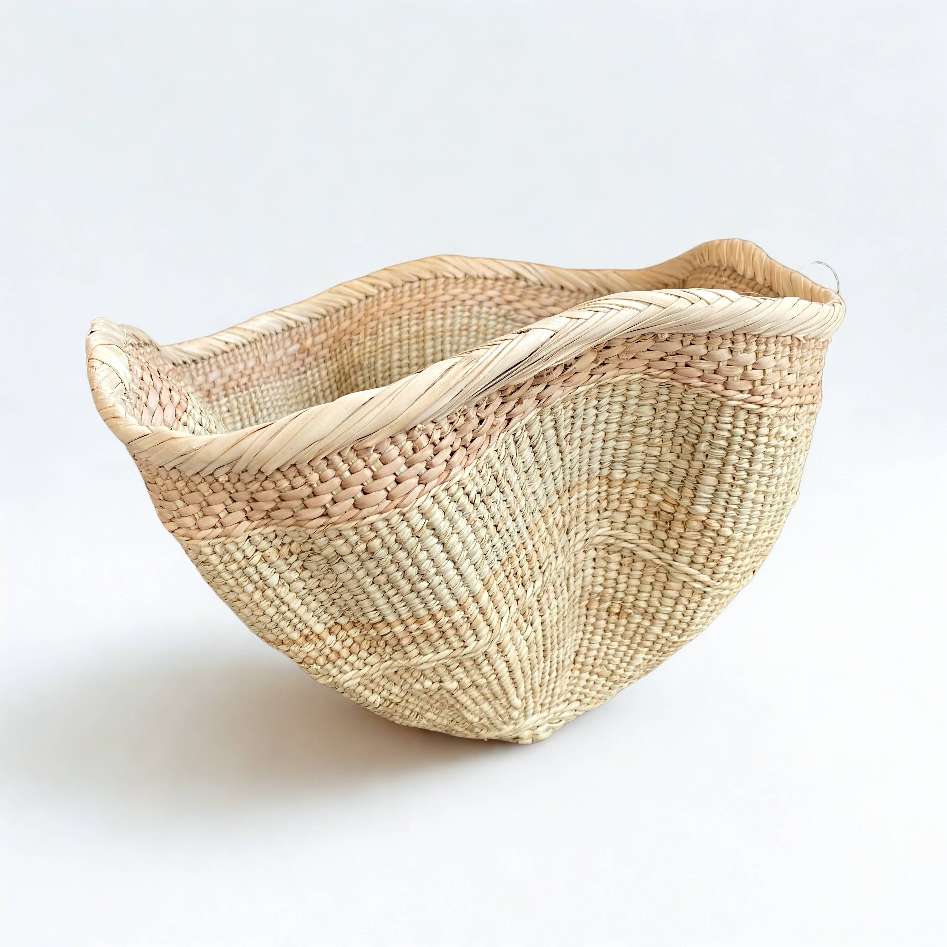 Rippled Palm Leaf Basket