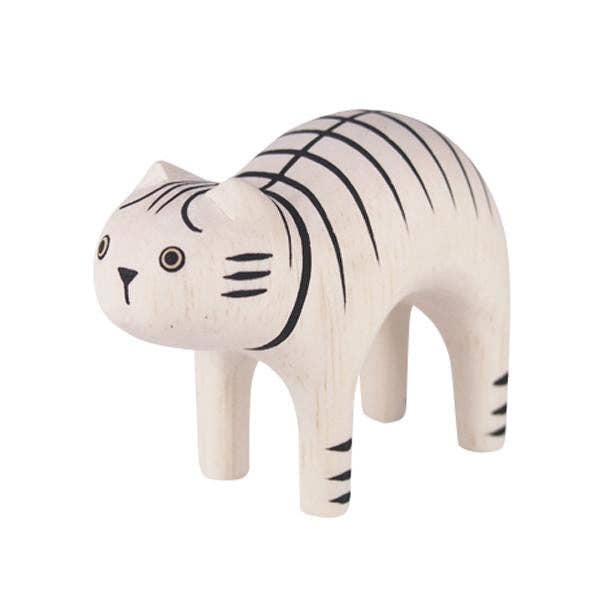Tabby Cat Hand Carved Figurine