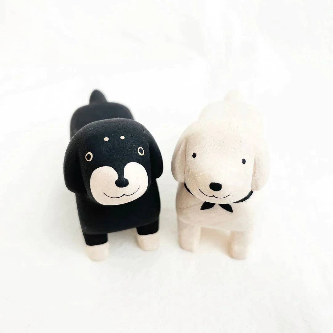 White Dachshund Hand Carved Figurine