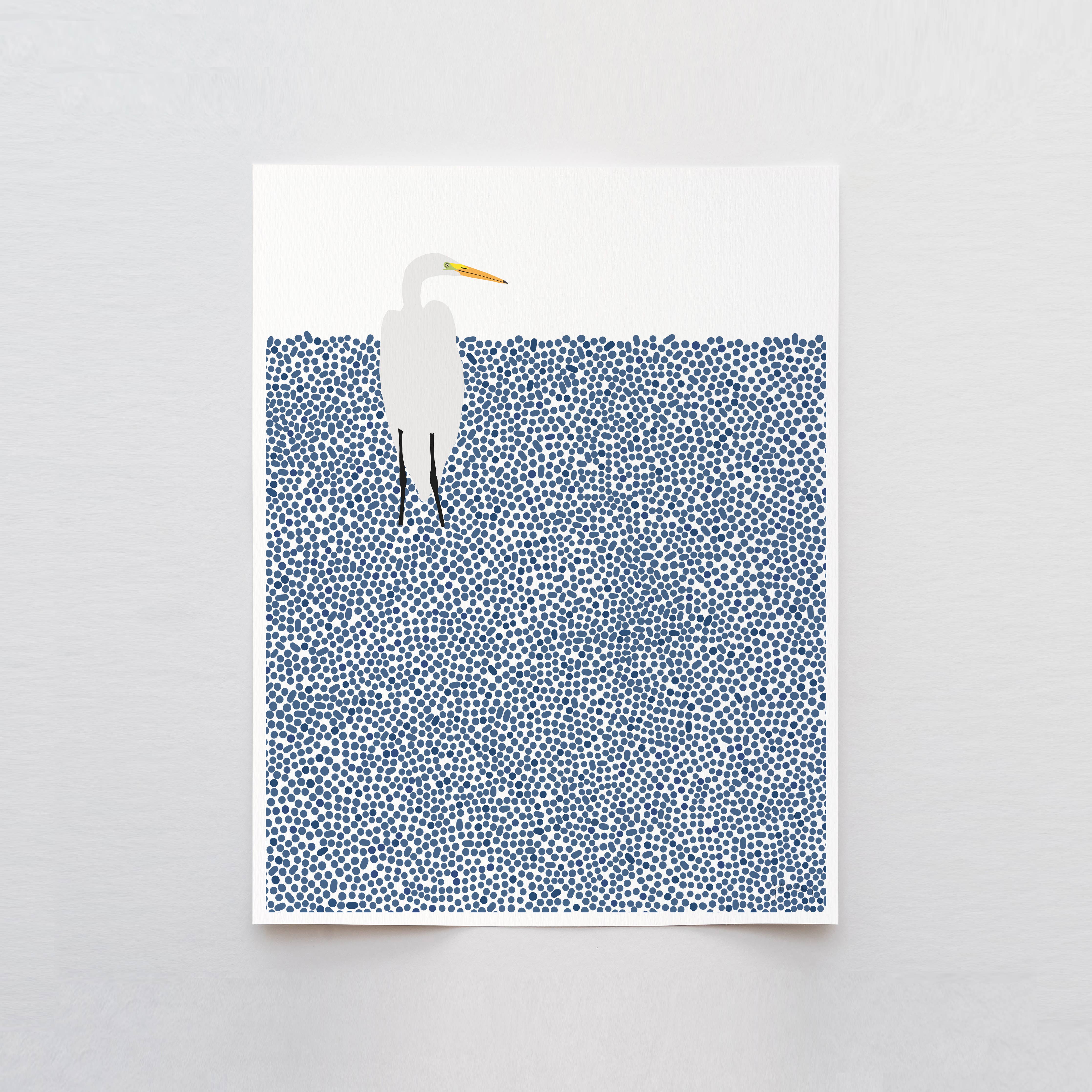 Wading Egret Art Print 8"x10"