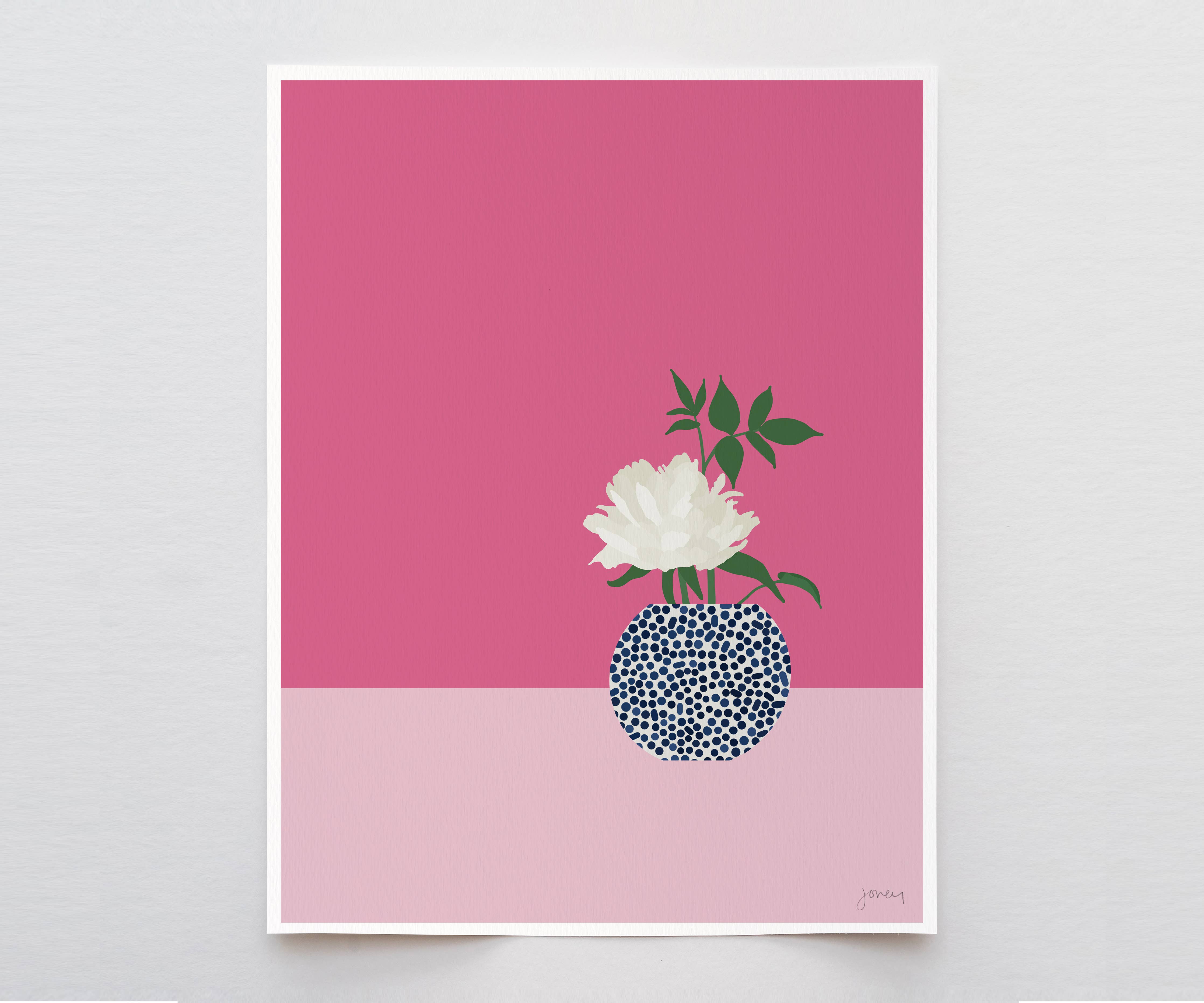 White Peony Art Print 8"x10"