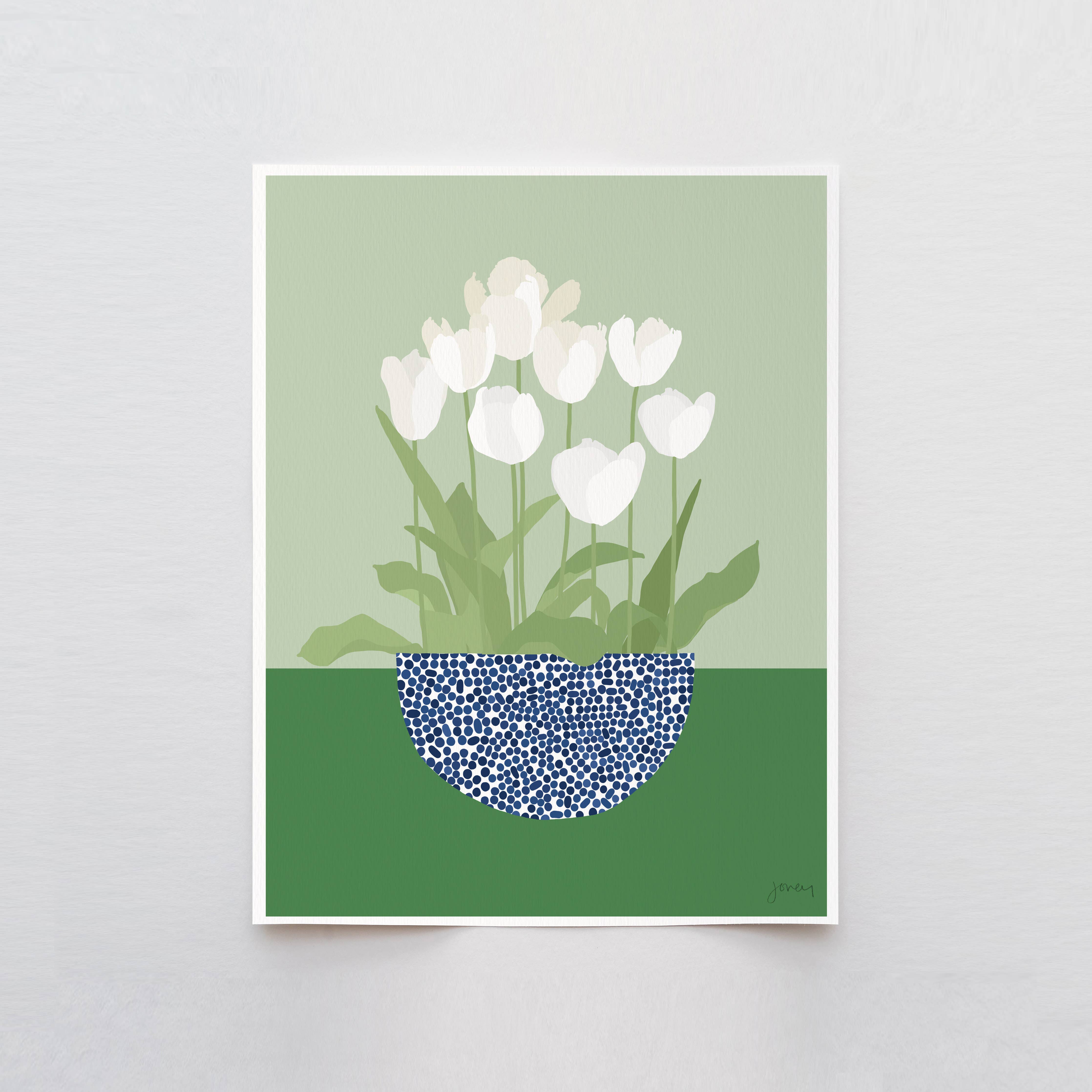 White Tulips Art Print 8"x10"