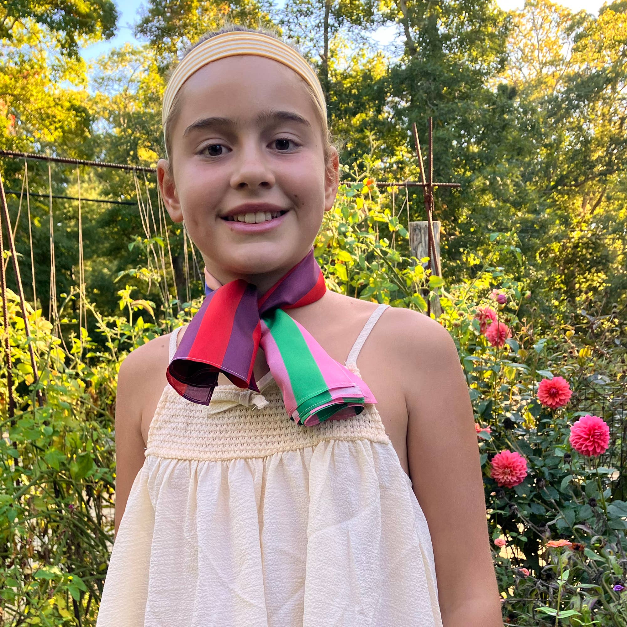 Red Colorblock 100% Silk Scarf Bandana