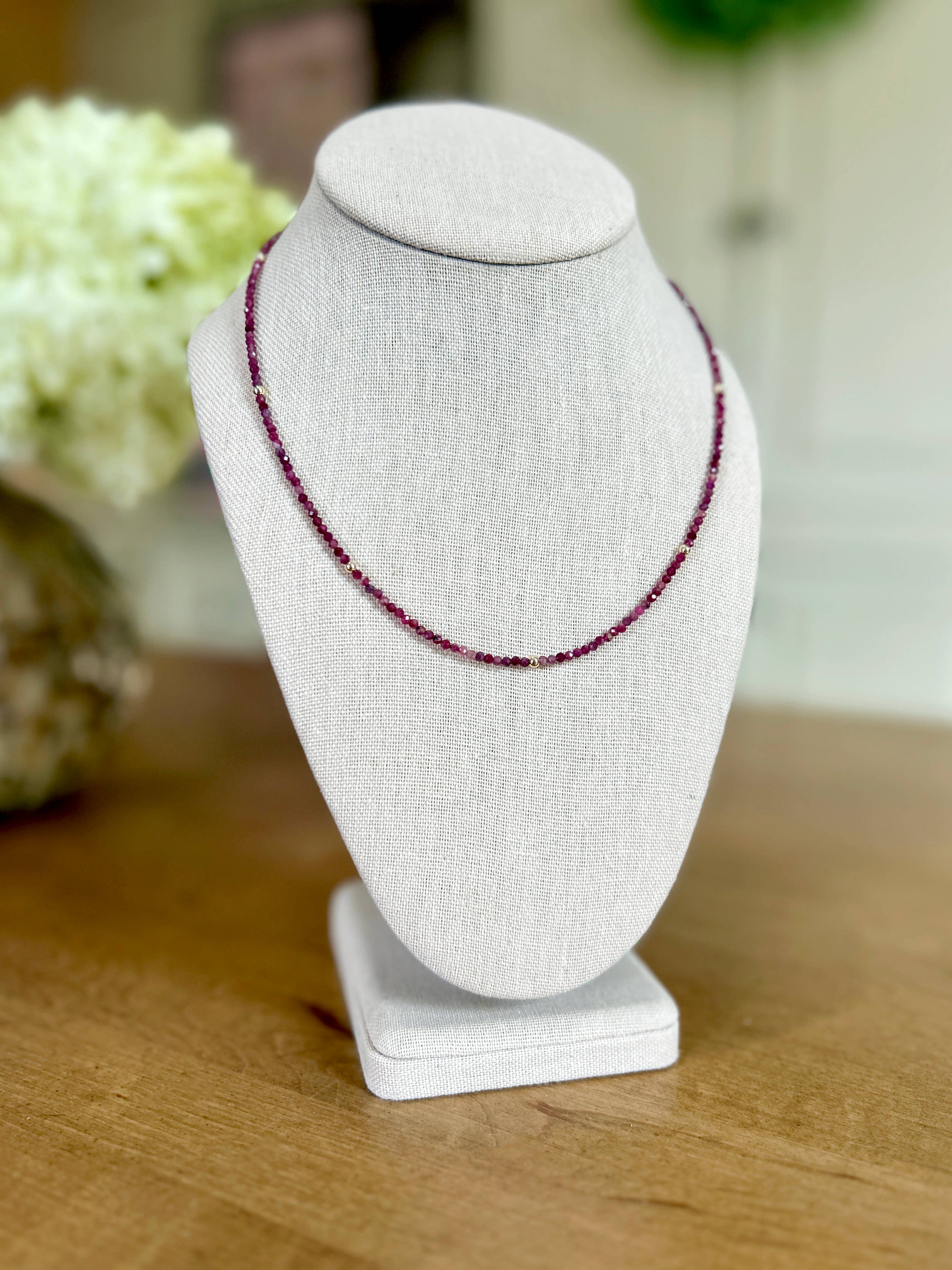 Satellite Necklace - Handmade from Red Tourmaline Gemstones