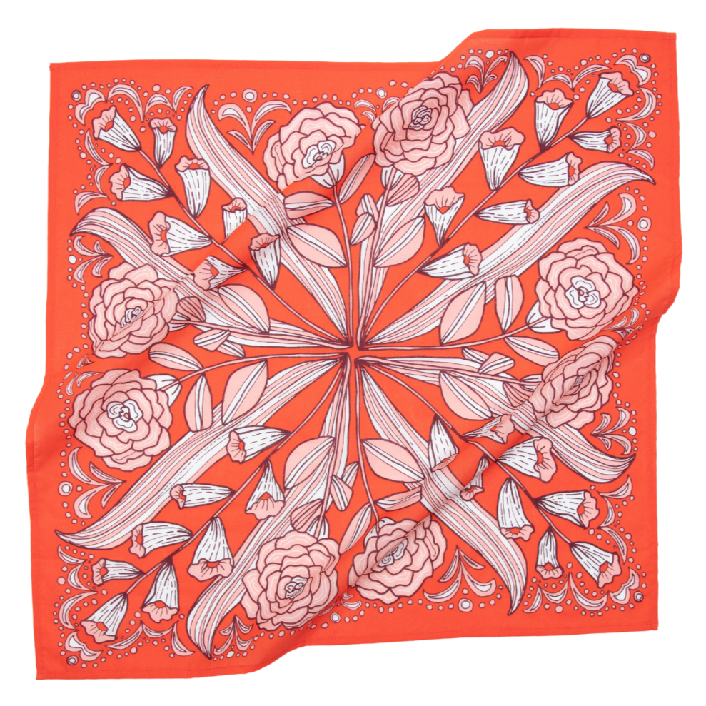 Red Floral Cotton Bandana