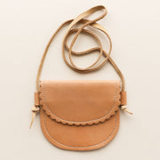 Caramel Little Girl Scalloped Leather Purse