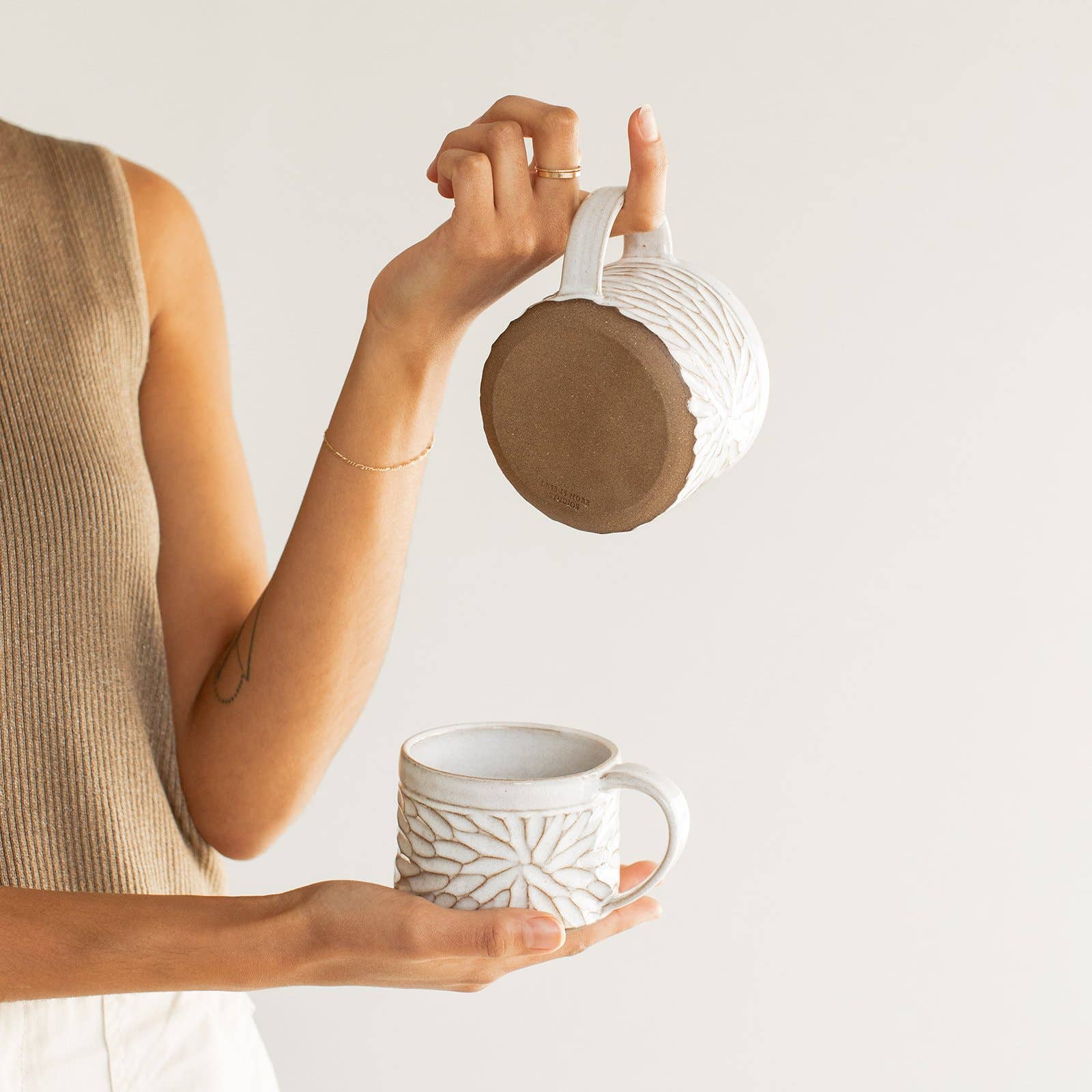 Carved Stoneware Mug