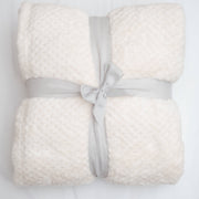 Cream Cozy Waffle Weave Fleece Throw Blanket