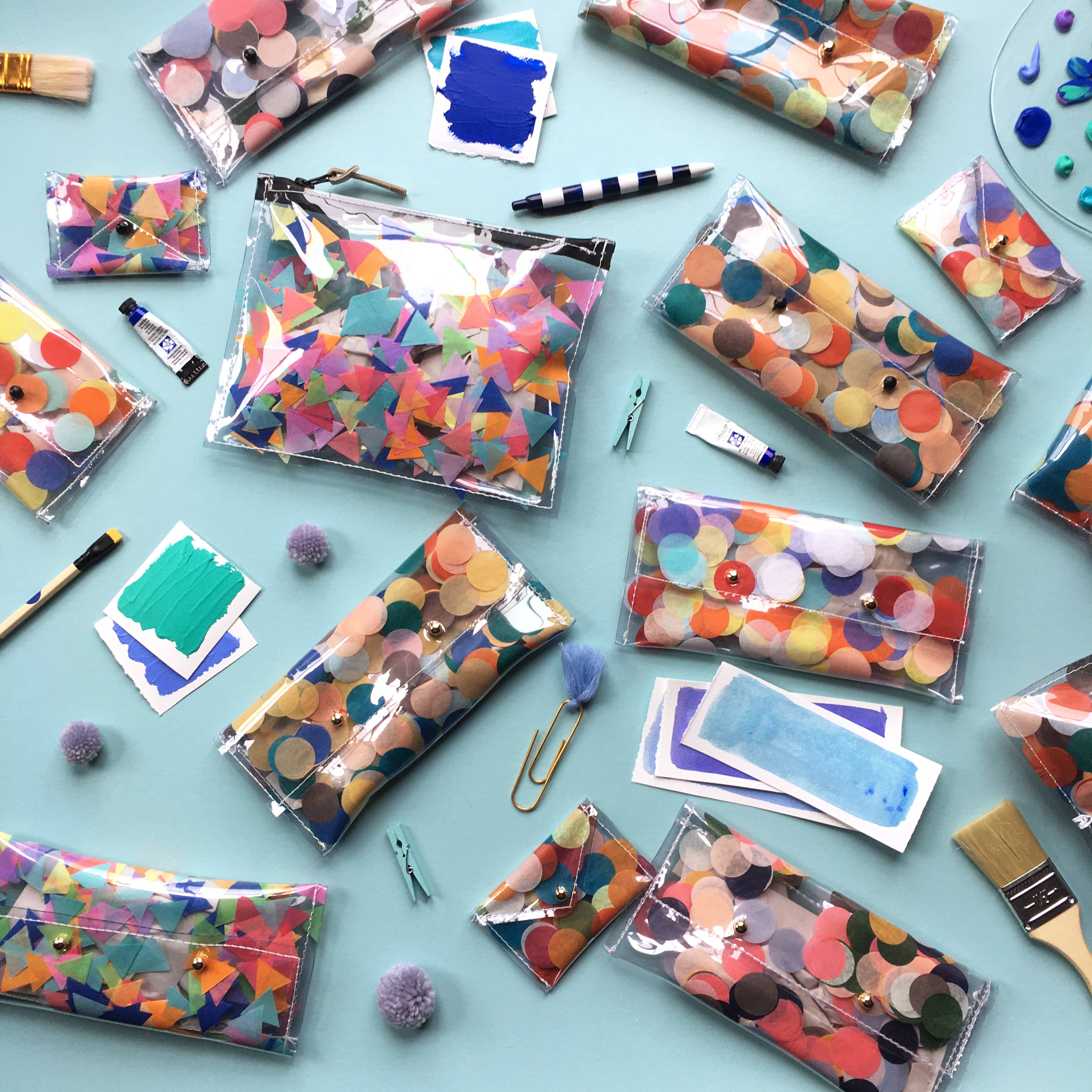 Confetti Pencil Case No. 4 with Gold Rivets