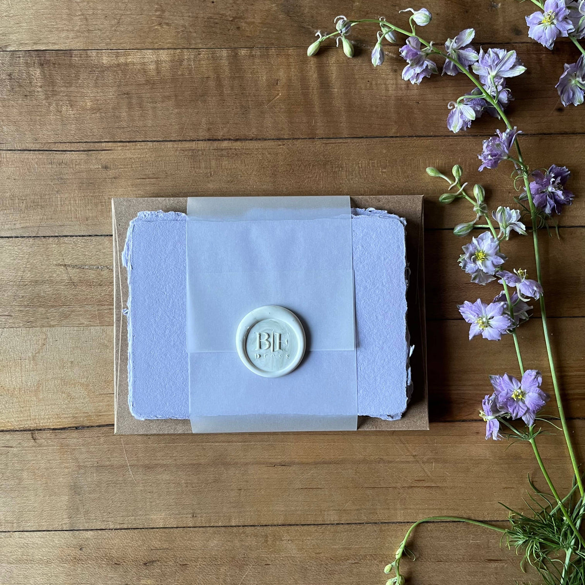 Set of Handmade Paper Cards with Envelopes  - Violet