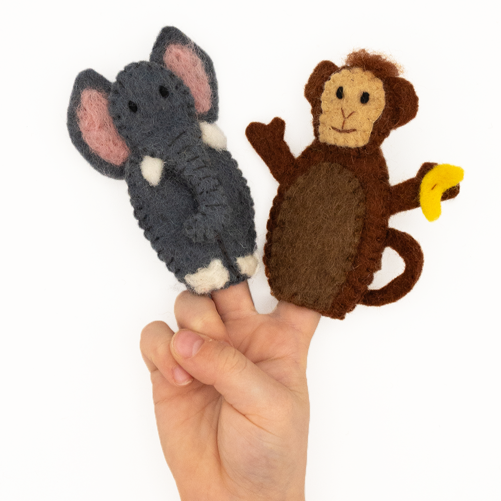 Elephant and Monkey Finger Puppets