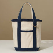 Navy Medium Cotton Canvas Tote