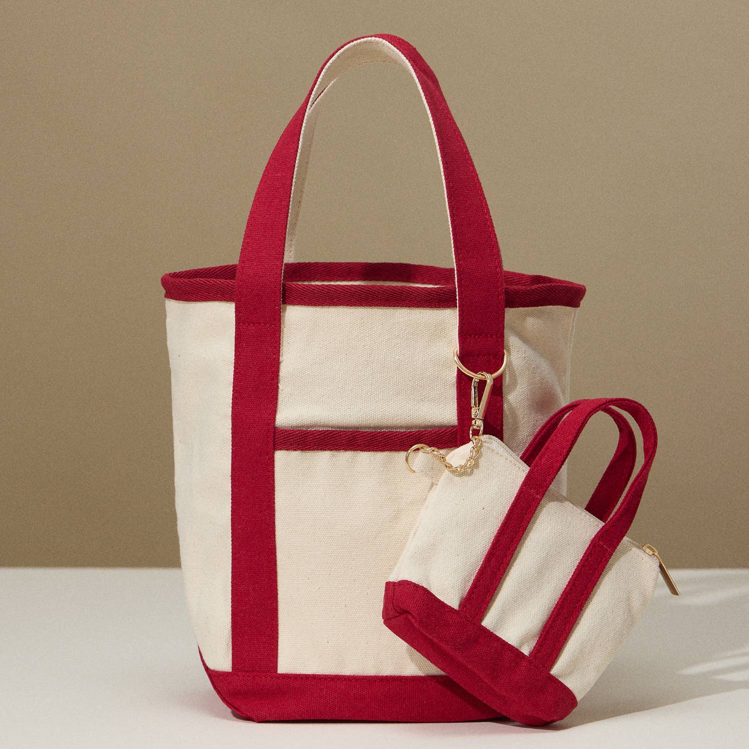 Red Medium Cotton Canvas Tote Bag