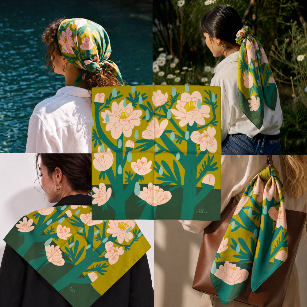 April Showers 100% Silk Scarf Bandana