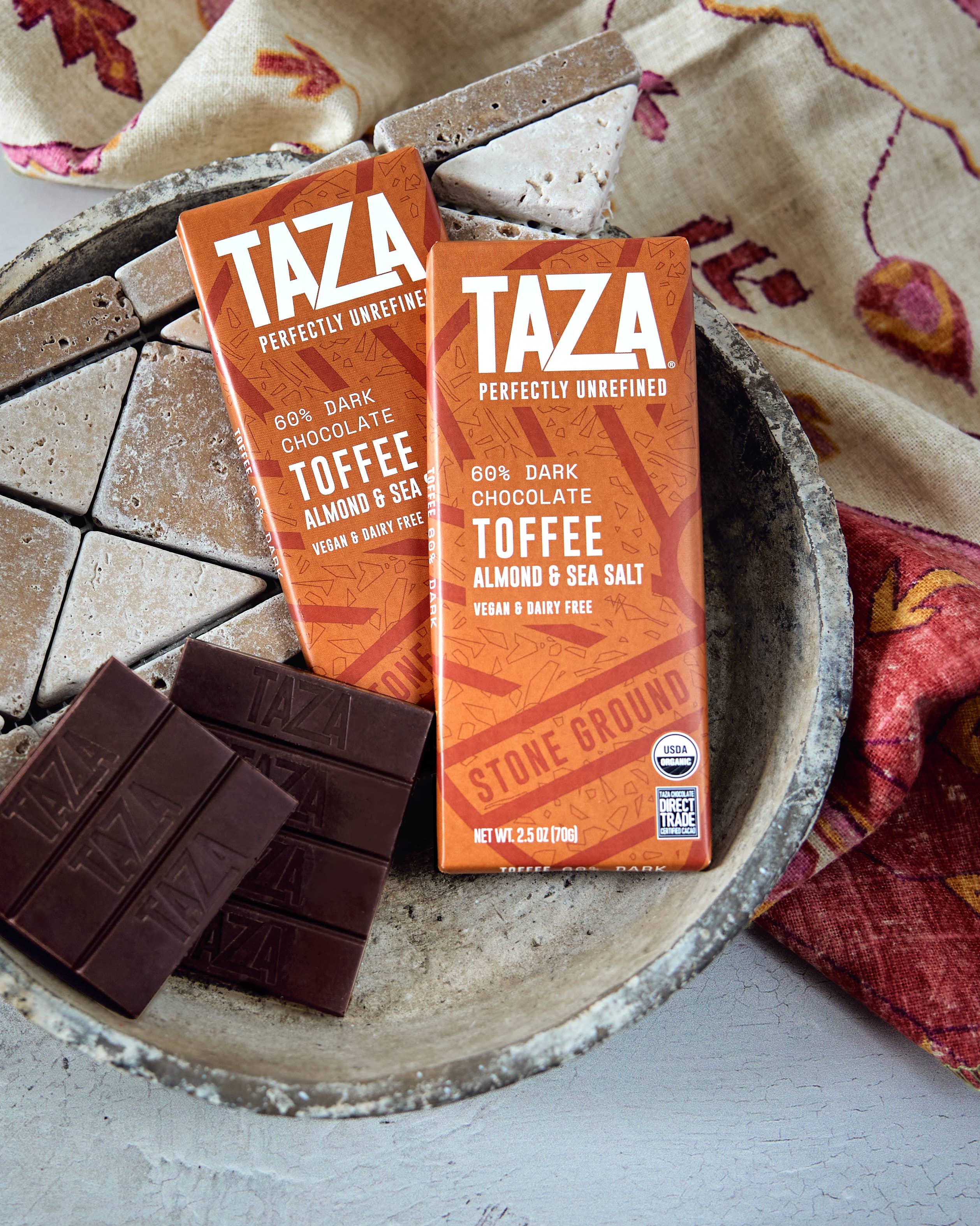 Toffee, Almond, & Sea Salt Dark Chocolate Bar