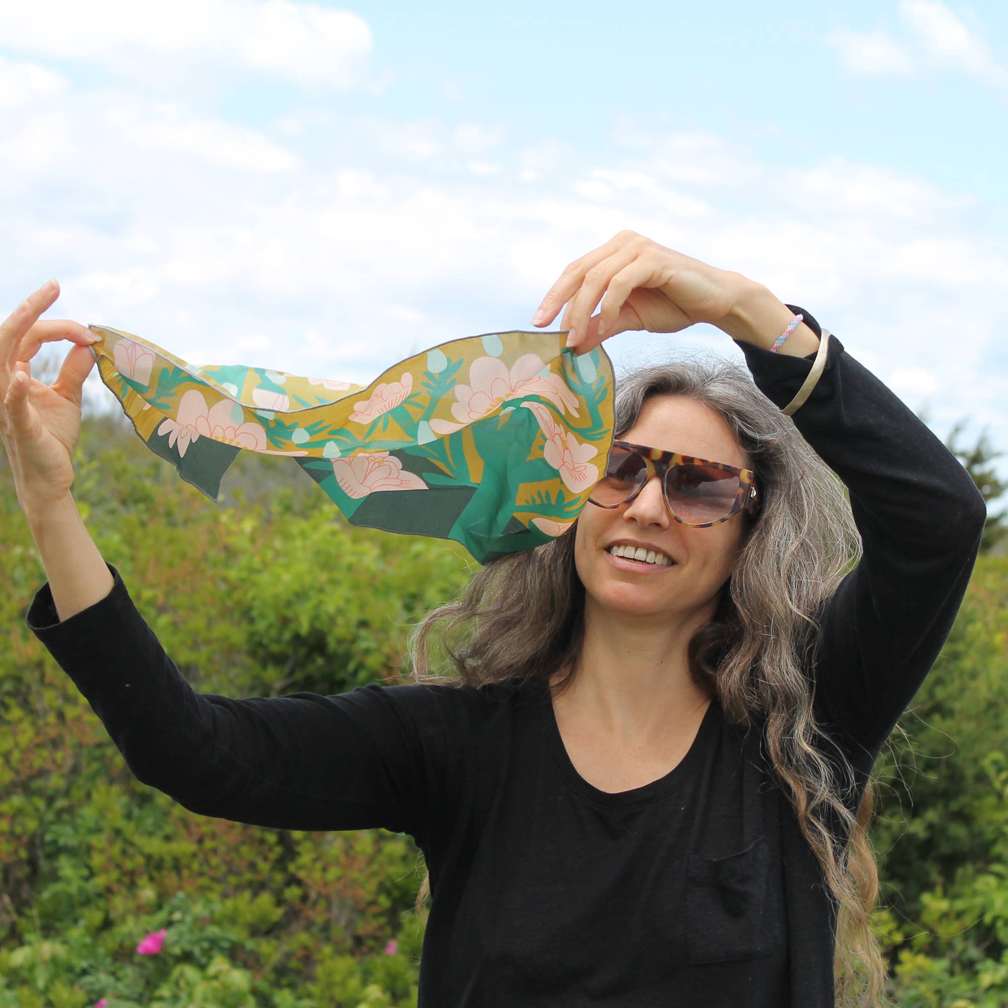 April Showers 100% Silk Scarf Bandana