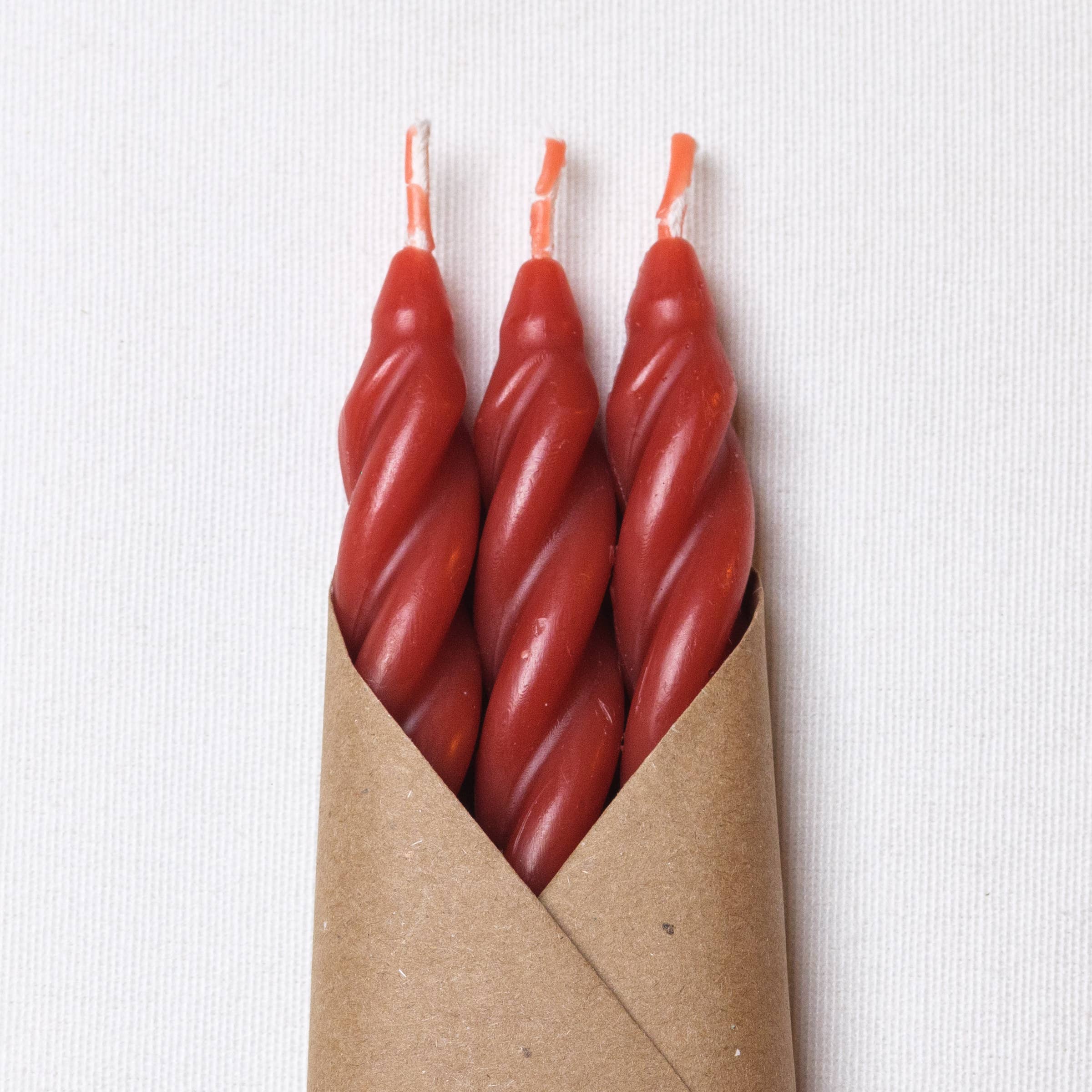Rose Spiral Handmade Beeswax Taper Candles - Set of 3