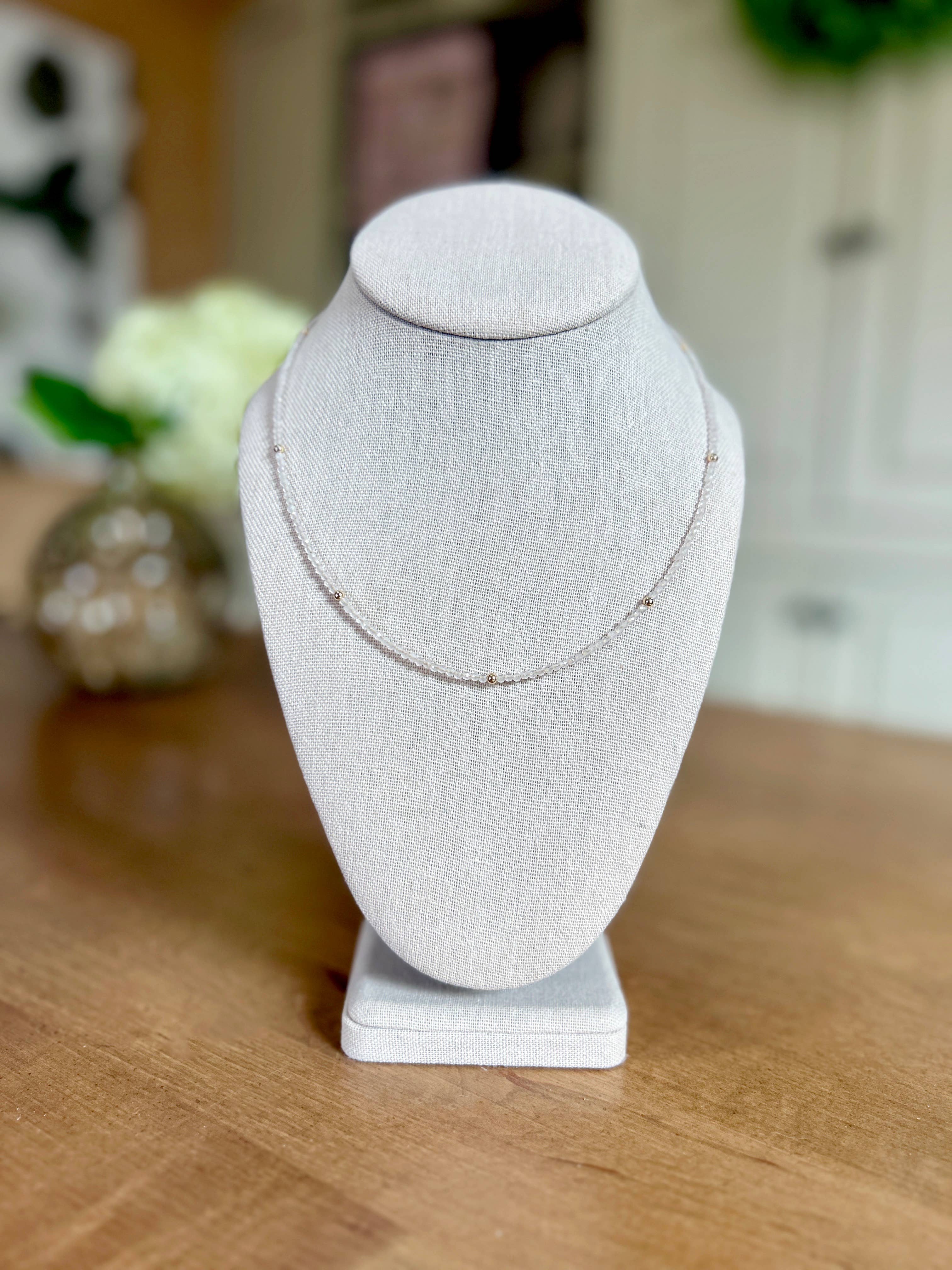 Satellite Necklace - Handmade from Pale Pink Gemstones