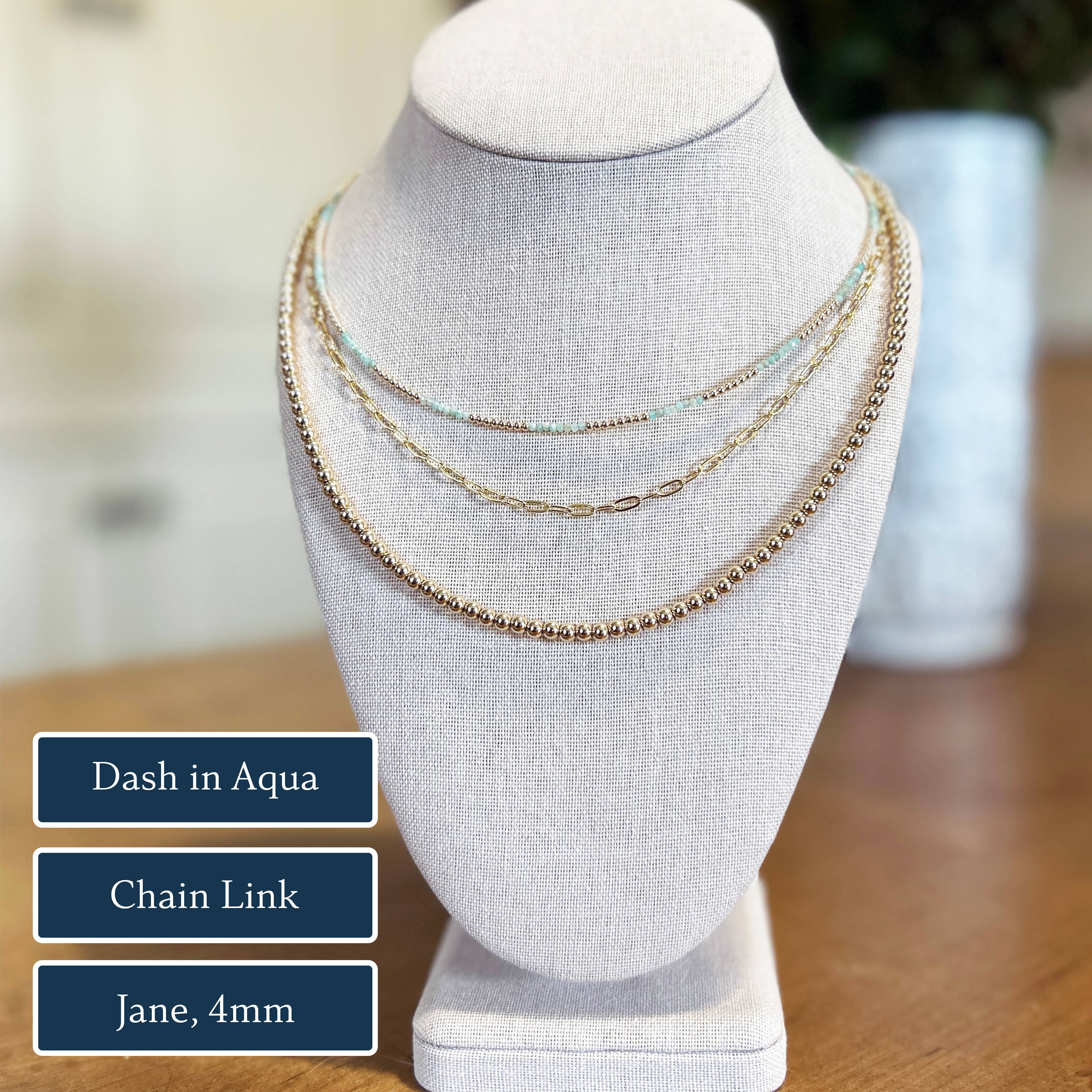 Dash Necklace - Handmade Gemstone and 14k Gold Filled Beads