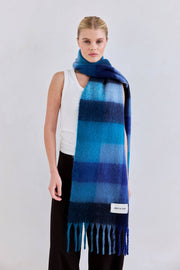 Blue Check Reykjavik Scarf - 100% Recycled