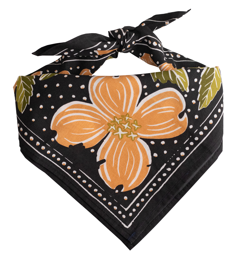 Black Floral Cotton Bandana