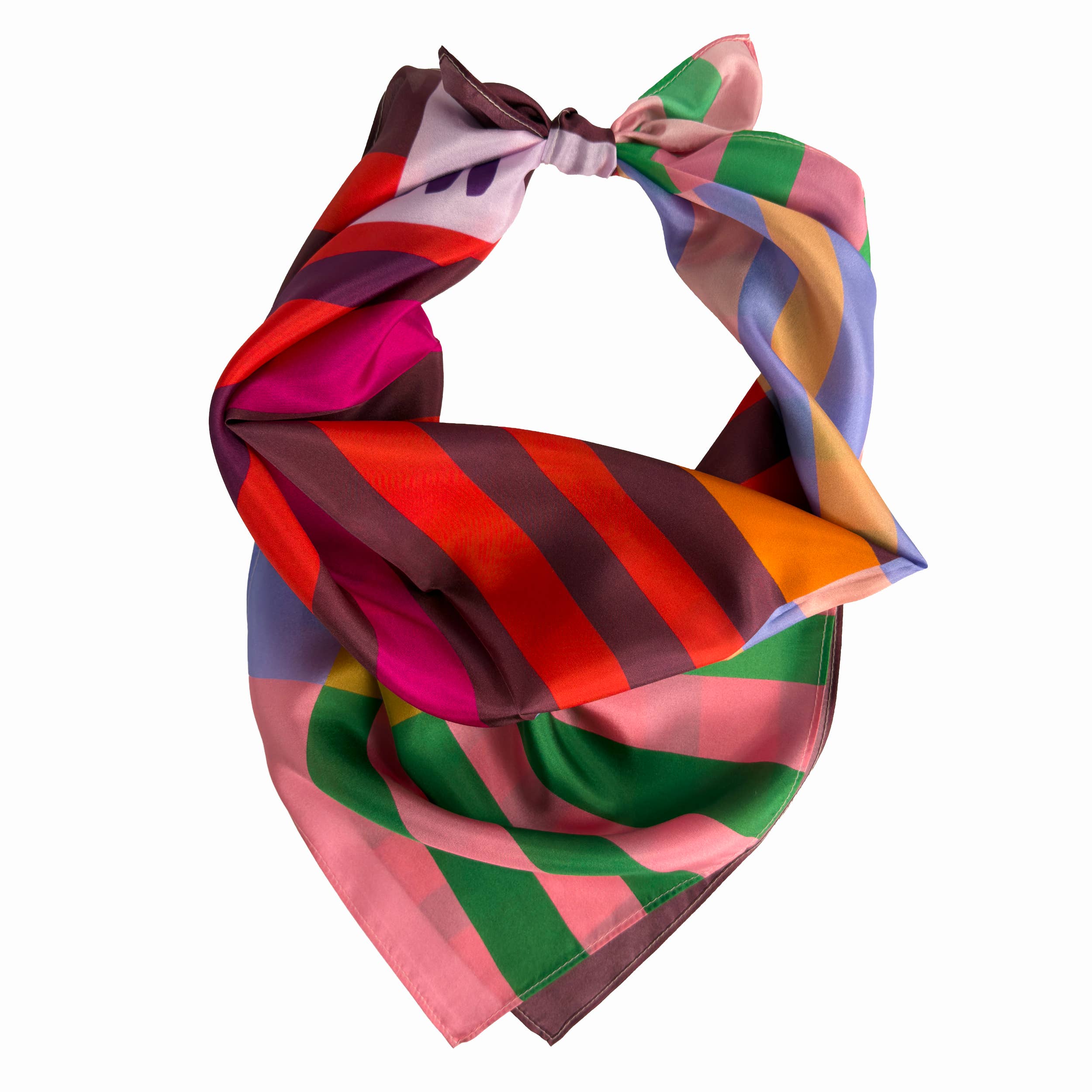 Red Colorblock 100% Silk Scarf Bandana