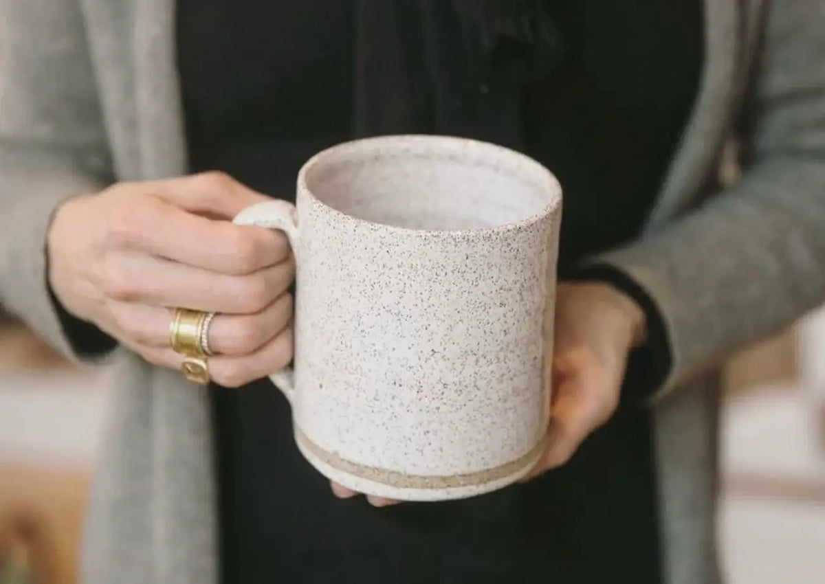 Extra Large White Speckled Handmade Mug 