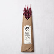 Plum Spiral Handmade Beeswax Taper Candles - Set of 3