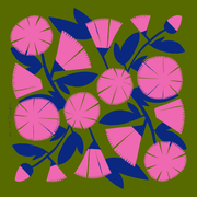 Pink & Green Dianthus 100% Silk Scarf Bandana