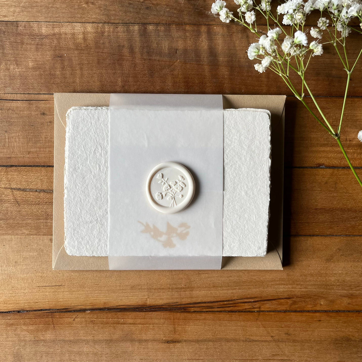 Gold Letterpressed Handmade Paper Notecard Set with Envelopes