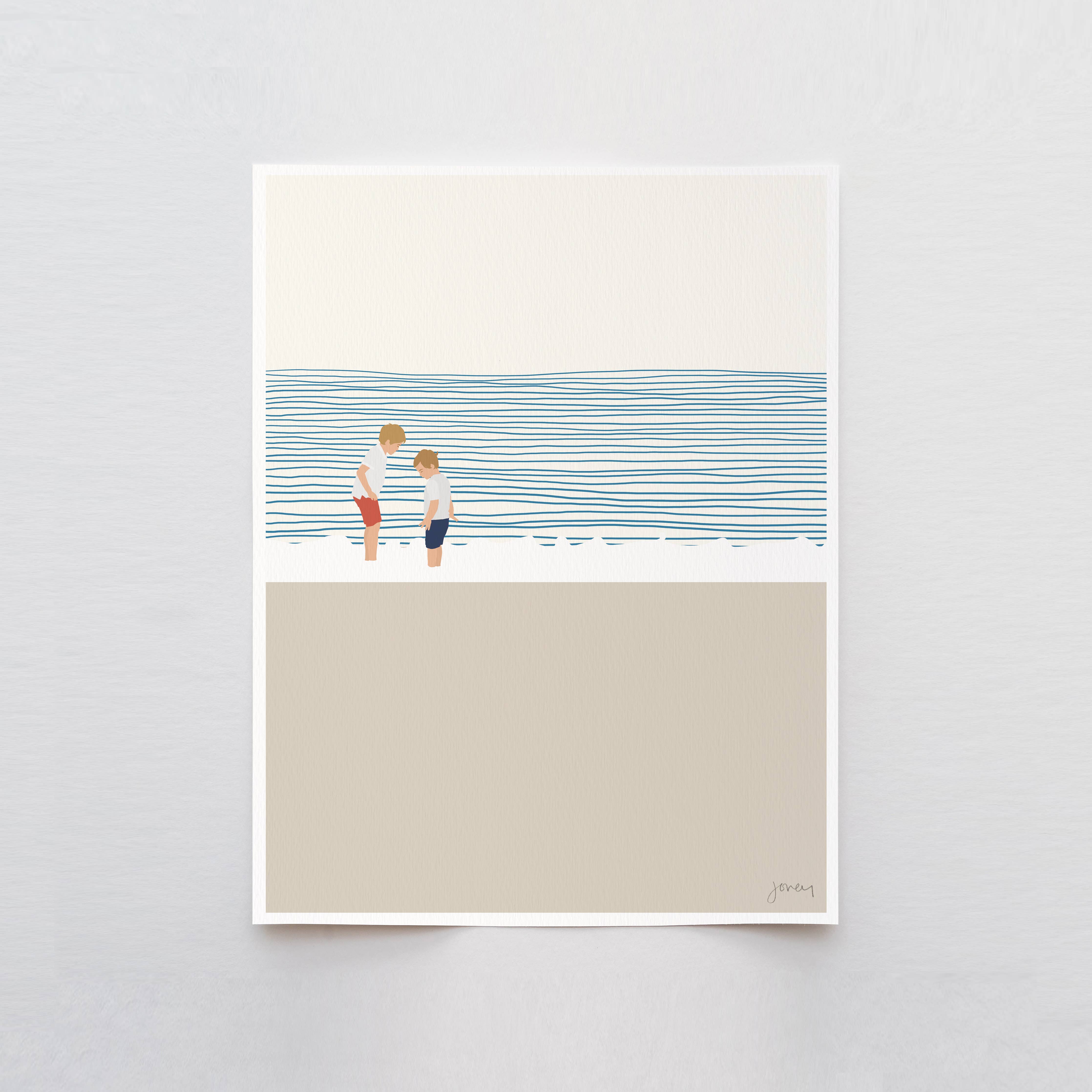 Brothers on the Beach Art Print 8"x10"