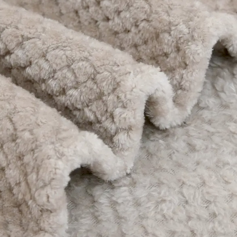 Taupe Cozy Waffle Weave Fleece Throw Blanket