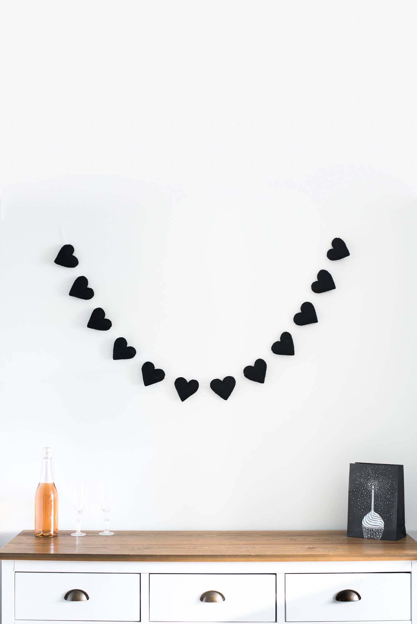 Black Felt Heart Garland