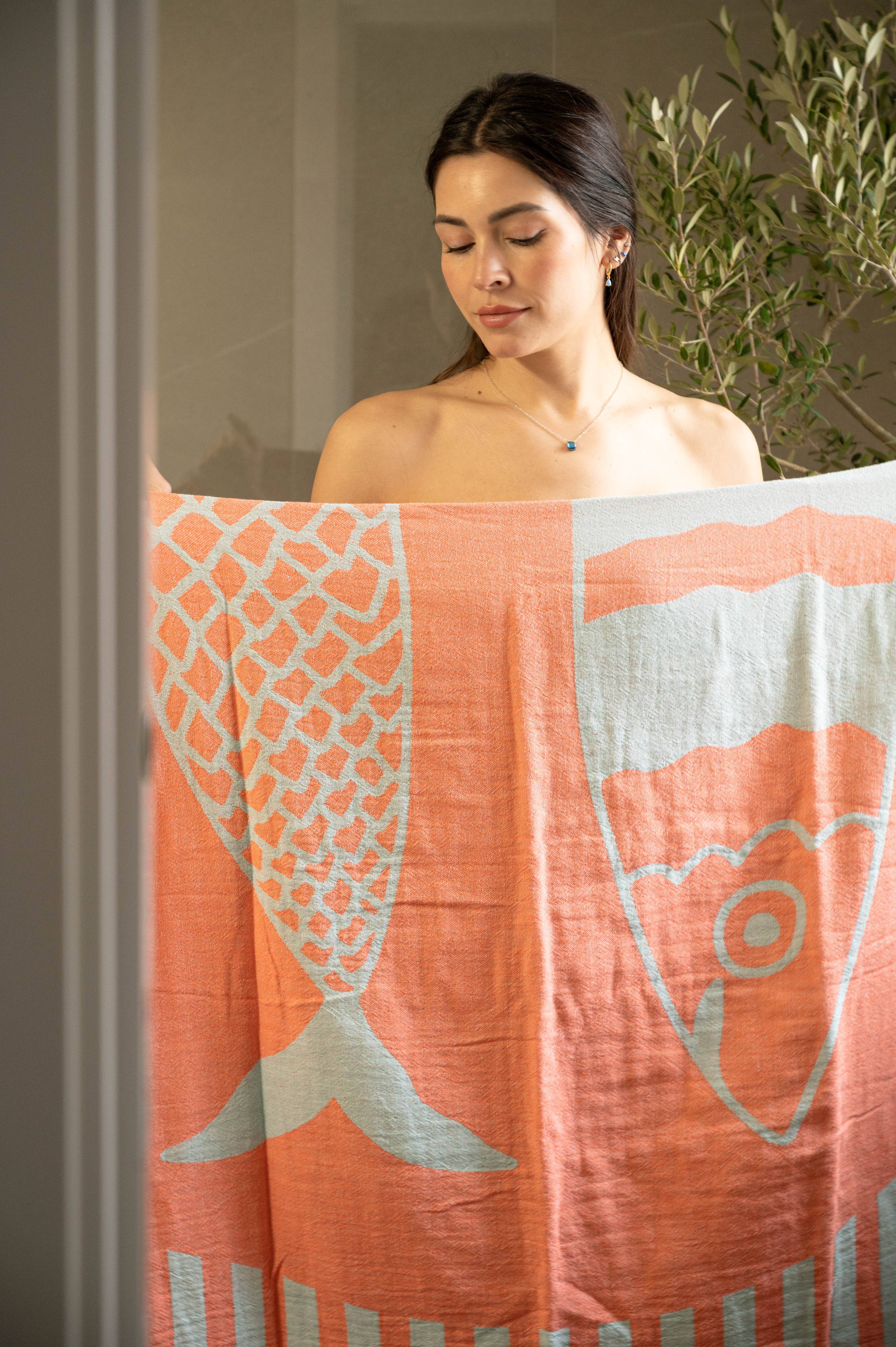 Sardine Beach Towel - Orange/Mint