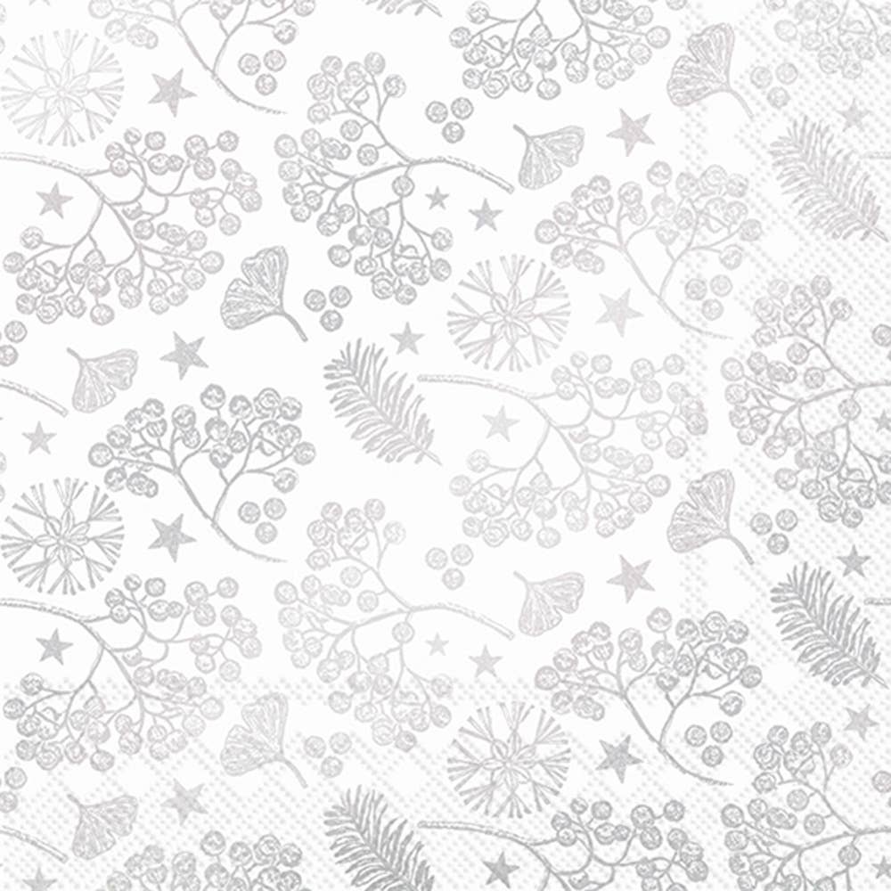 Silver Bright Winter Branches Paper Cocktail Napkins 20 pack