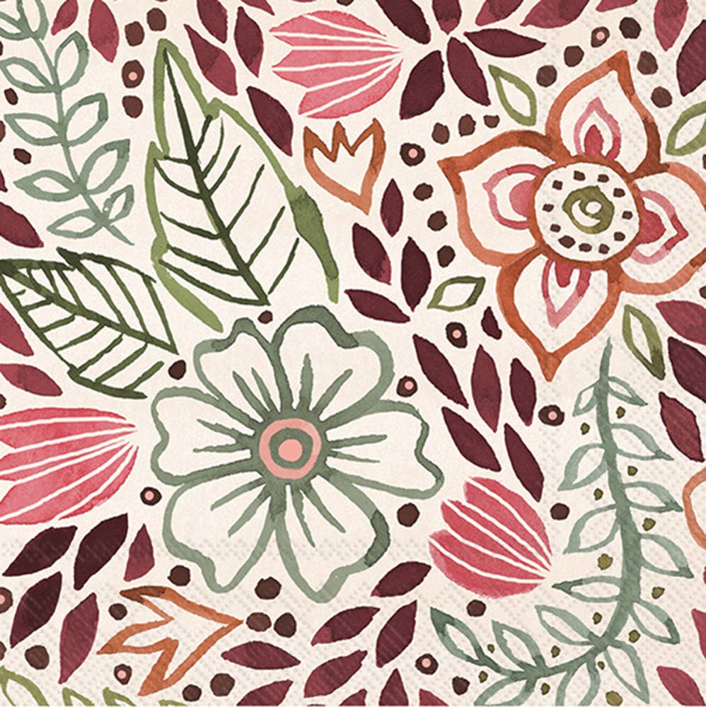 Fall Floralscape Pattern Paper Cocktail Napkin 20 pack