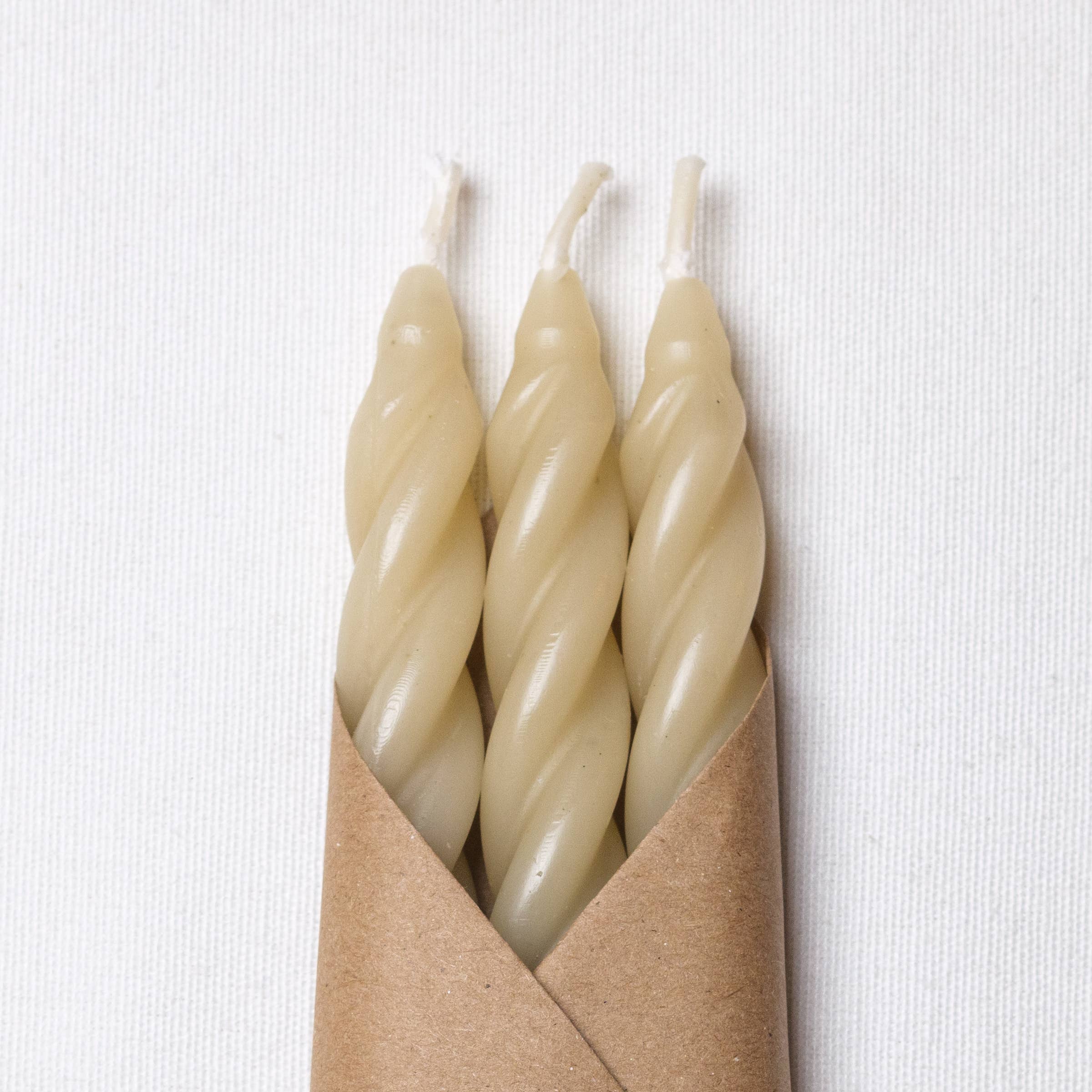 Sand Spiral Handmade Beeswax Taper Candles - Set of 3
