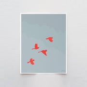 Four Flying Cardinals Art Print 8"x10"