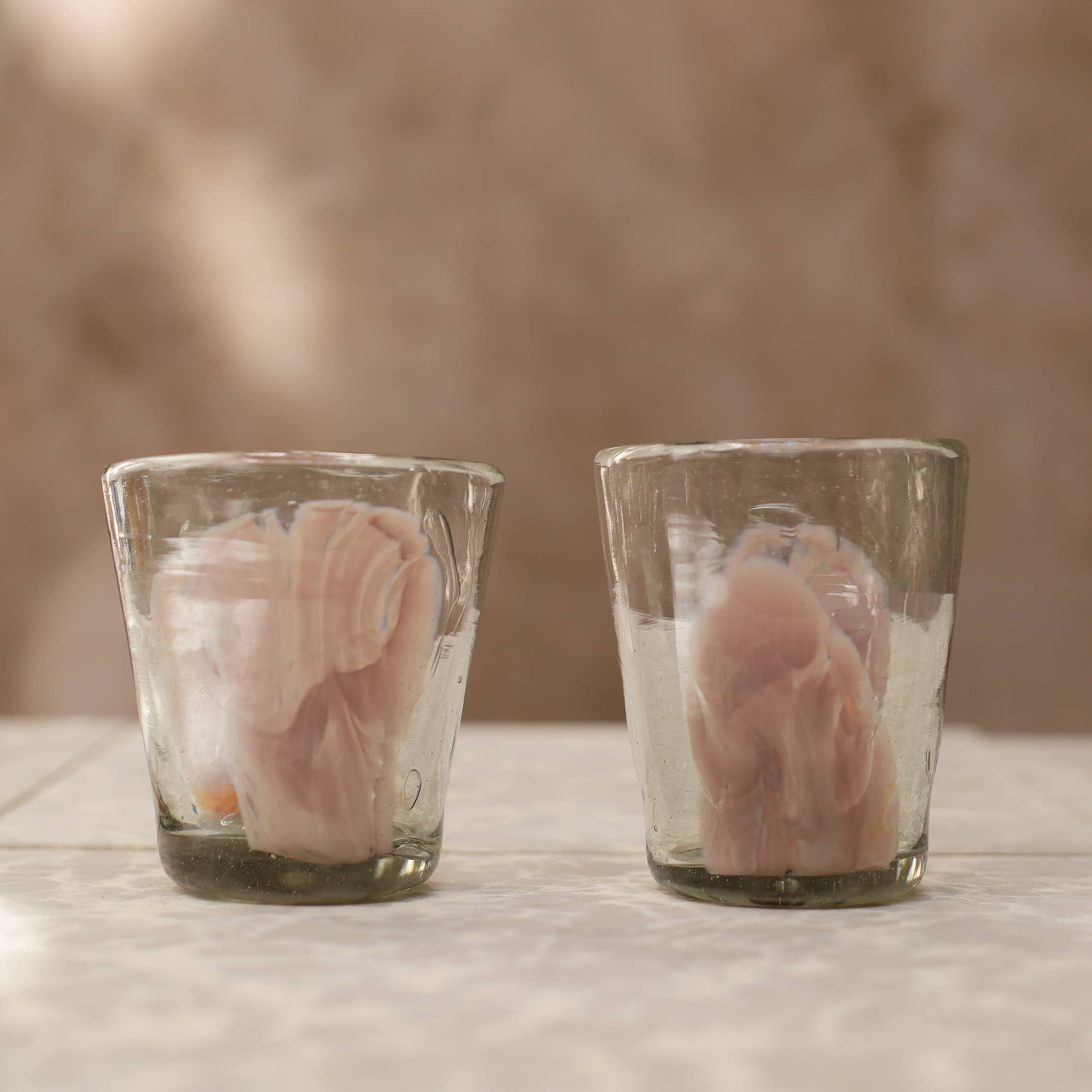 Pink Hand Blown Stacking Glass Tumbler 8oz