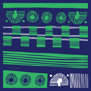 Green and Navy Striped 100% Silk Scarf Bandana