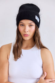Ebony Black Mohair Beanie