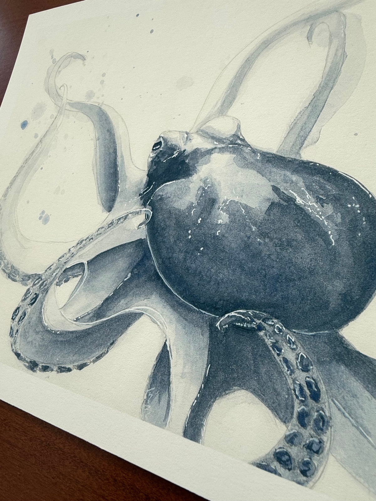 Indigo Octopus Watercolor Art Print by Provan Slys Smith