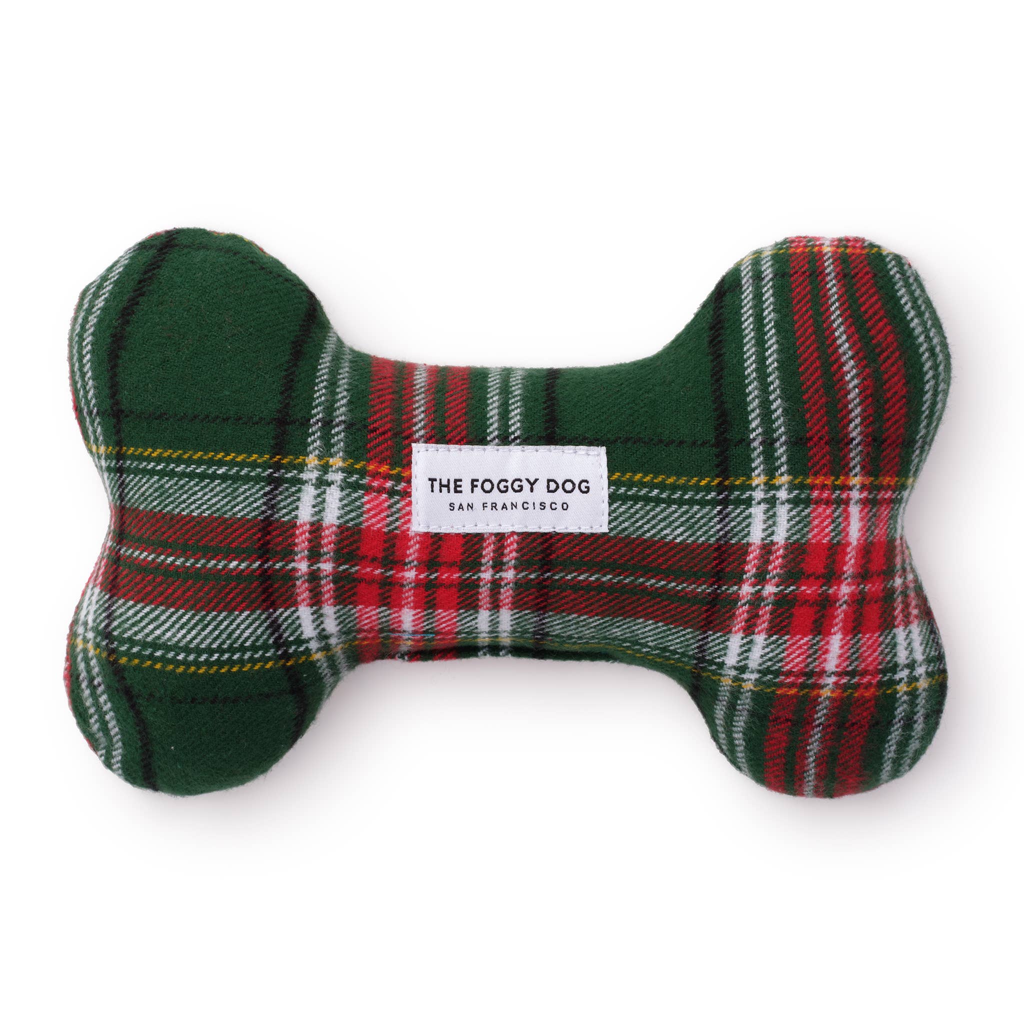 Green Plaid Flannel Holiday Dog Squeaky Toy