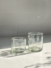 Clear Etched Floral Tumbler