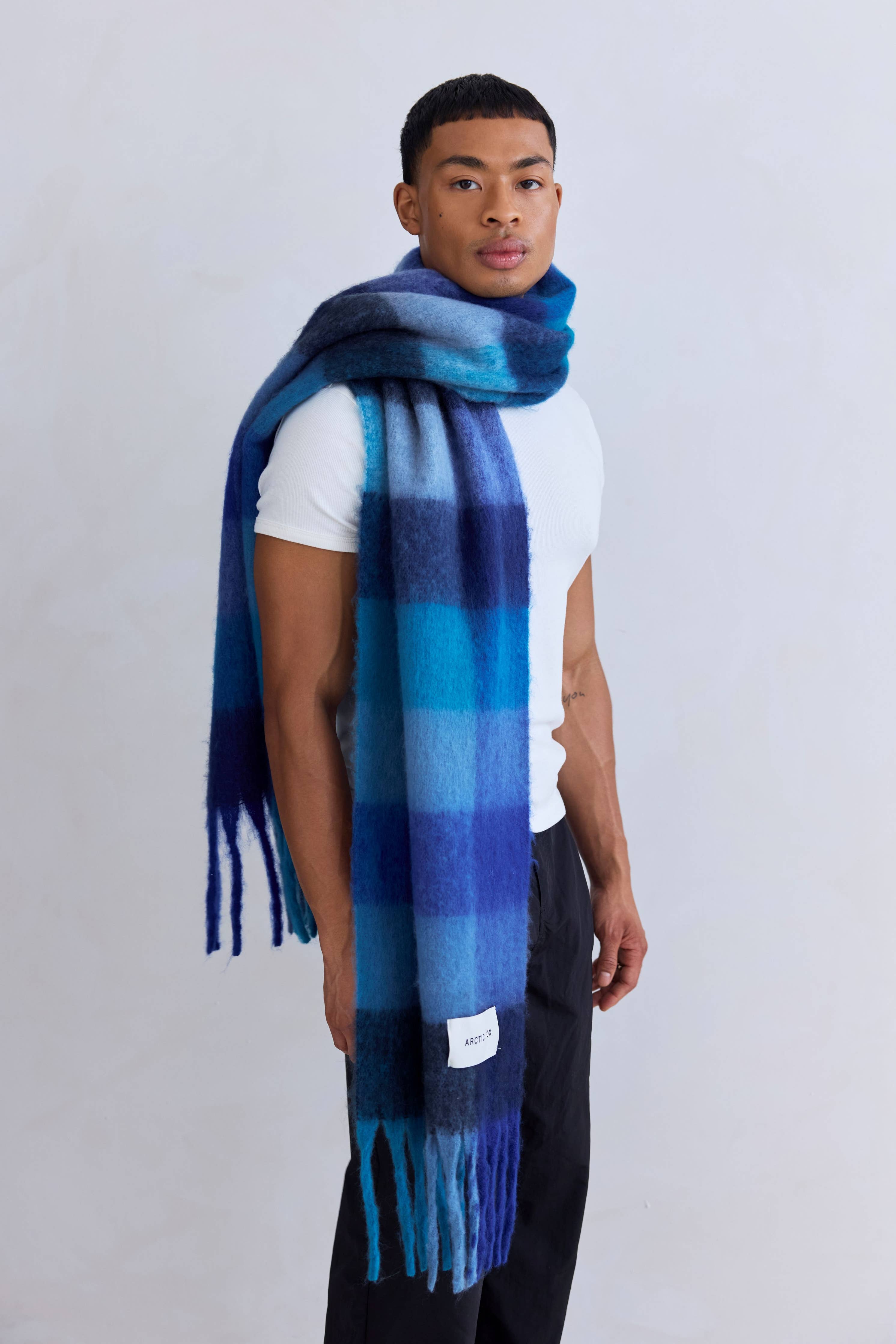 Blue Check Reykjavik Scarf - 100% Recycled