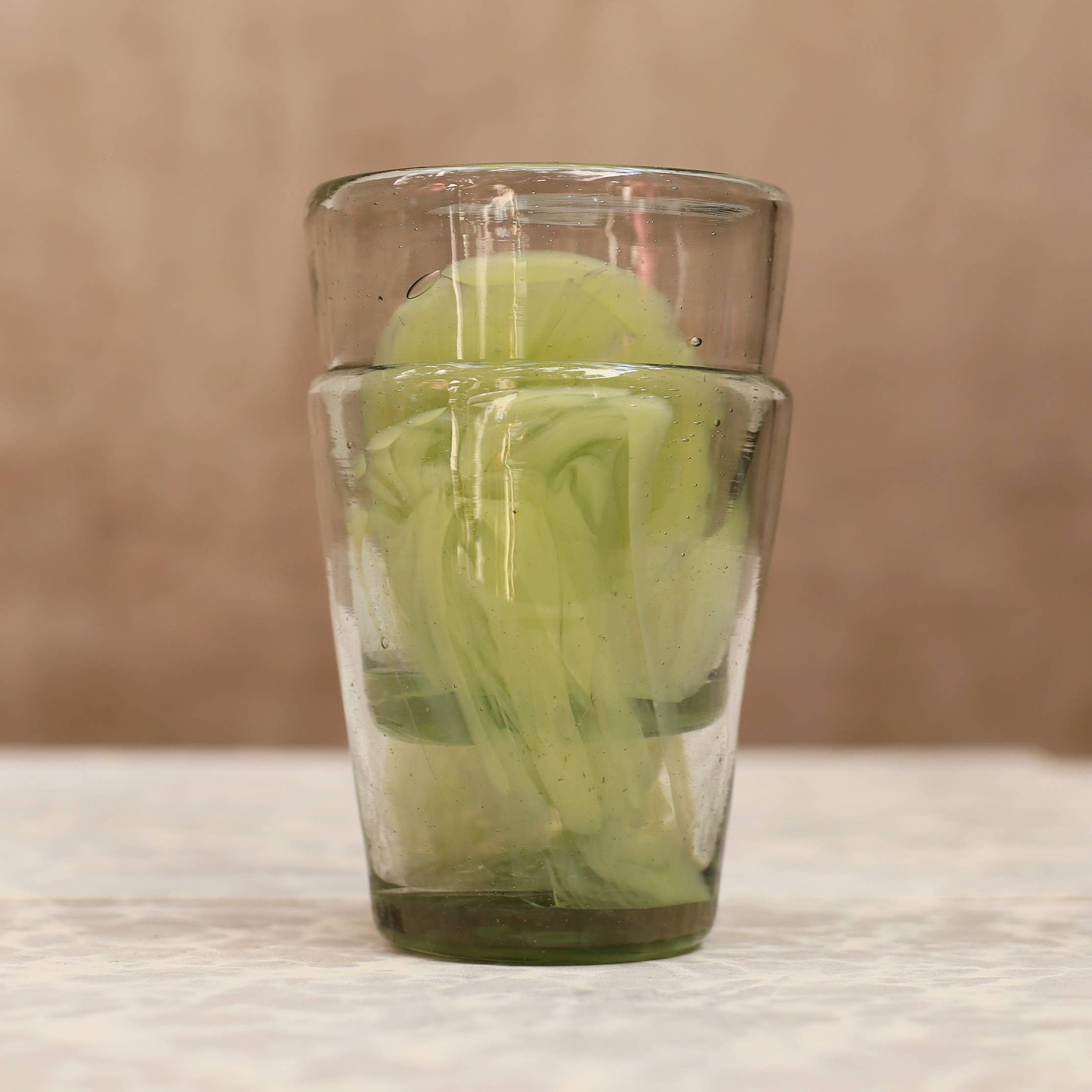 Green Hand Blown Stacking Glass Tumbler 8oz